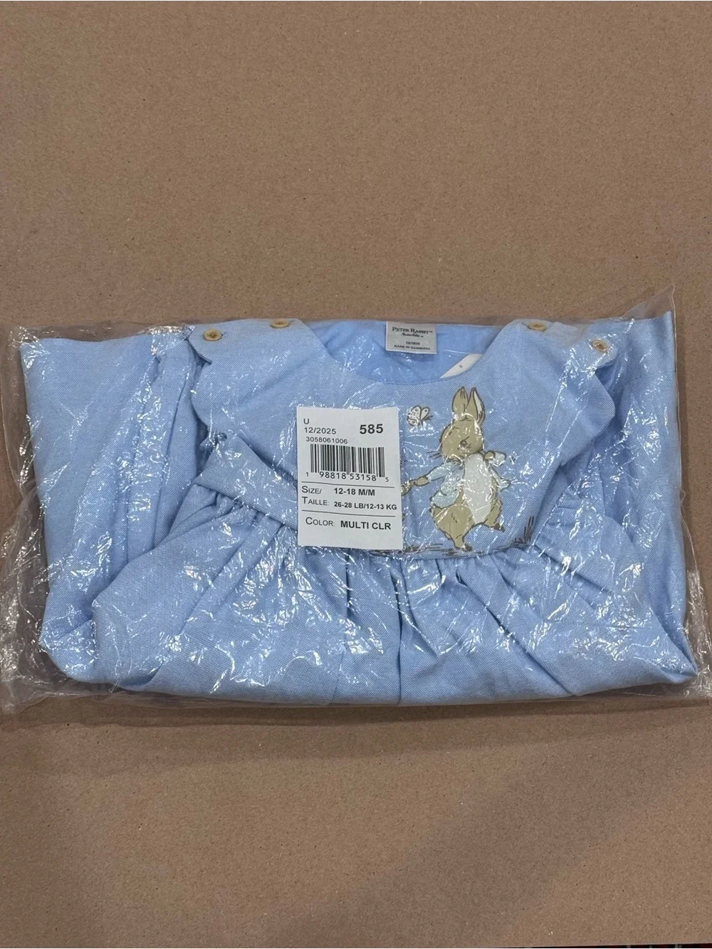 Peter Rabbit Glitter Scalloped Chambray Dress 12-18M NWT